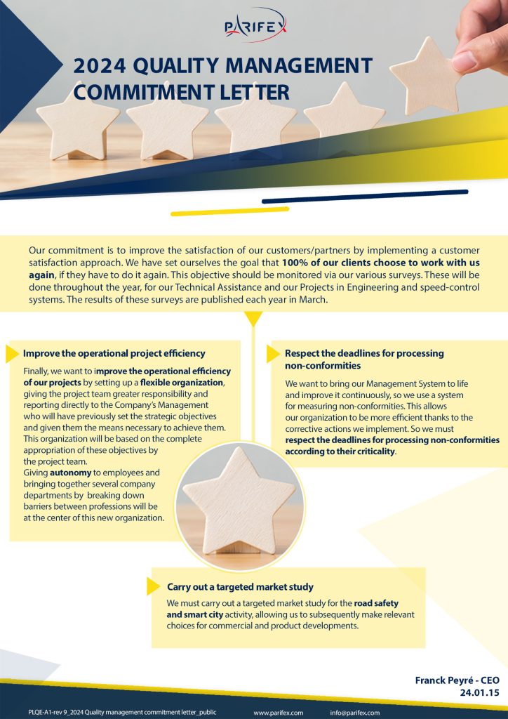 Quality Policy for 2024 at the heart of our development